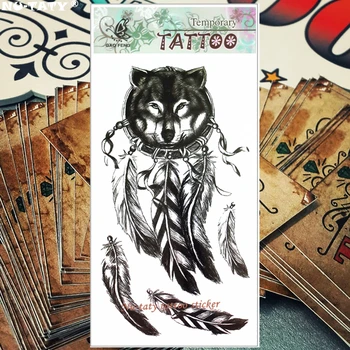 

Nu-TATY Wolf head Temporary Tattoo Body Art Flash Tattoo Stickers 17*10cm Waterproof Fake Tatoo Car Styling Sticker