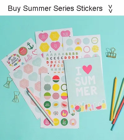 6 Dokibook Summer Creative Stickers Cute Kawaii Fruit Stickers Notebook Planner Photo Album DIY Decorative stickers 10sheetsset