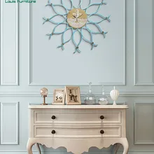 Луи модные настенные часы Средиземноморский скандинавский креативный тихий простой гостиной Ресторан украшения ремесла