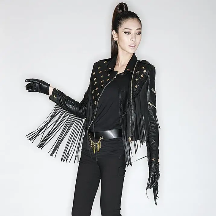 Femmes Nouvelle Vestes Moto Chaude Cuir Gland Mode Hiver Autunm Manteau Marque Faux De 2019 Survêtement Rivet Noir Femelle xAvwIvqf