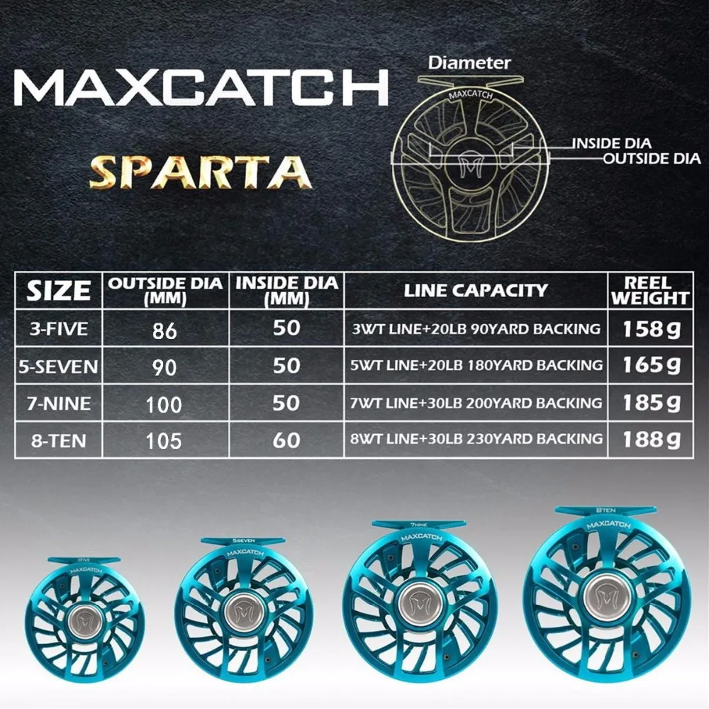 Maximumcatch سبارتا 3-10WT 6061 T6 الألومنيوم يطير بكرة 100% مختومة للماء يطير الصيد بكرة و بكرة