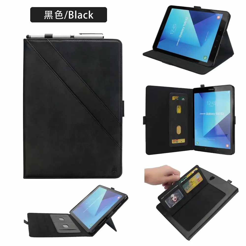 Противоударный Двойной Ряд Kickstand Card Solt чехол для Samsung Galaxy Tab S3 9,7 ''с держателем ручки кожаный смарт-чехол для T820 T825