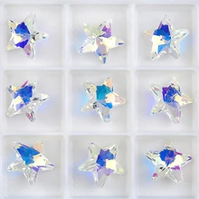 15 шт./упак. одно отверстие 6714 с украшением в виде кристаллов STAR бусины 18 мм крусталь AB стеклянный бисер пентаграмма для серьги для изготовления ювелирных изделий DIY