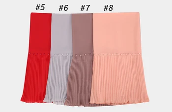 

1 PC beads Patchwork pleat pearl bubble chiffon pearl Wrinkle shawls Crinkled hijab stitching muslim scarves/scarf 23color