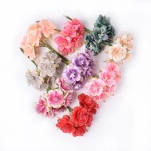 6 шт. искусственный цветок сливы и искусственная тычинка Мини Шелковый цветок для свадьбы украшения дома DIY ВЕНОК скрапбук подарочная коробка