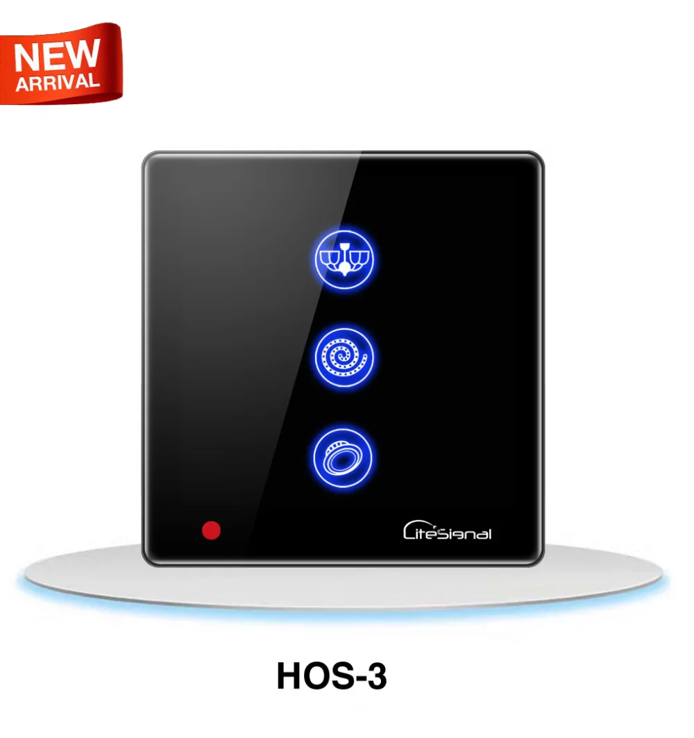 

New smart home switch touch panel wall switch 3 gang switch with remote control offsite control - HOS-3