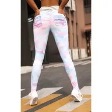 Новинка, леггинсы для фитнеса с радужным принтом, высокая талия, женские сексуальные спортивные джеггинсы, женские эластичные брюки для тренировок