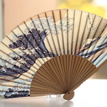 

Japan Ukiyoe Painted Silk Folding Fan DIY Handcraft Party Favors Fantasy Gifts