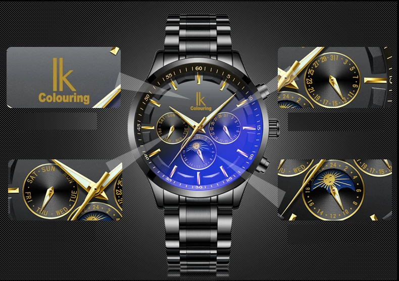Top Mens Relógios Mecânicos Calendário Relogio masculino de Couro À Prova D' Água 4462