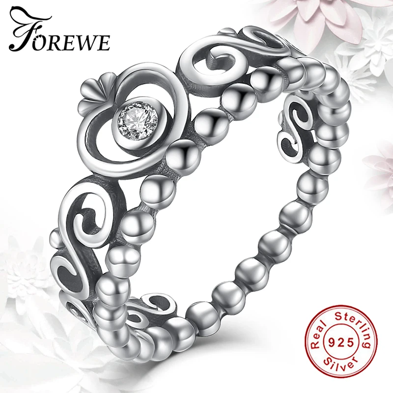 

Forewe Luxury Real 925 Sterling Silver Rings with Clear CZ for Women Jewelry Finger Ring Gift Wedding Fashion Jewelry