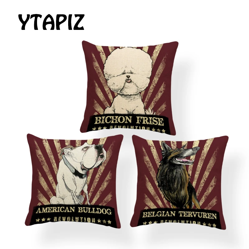 Tahap Anjing Sarung Bantal Persegi 17x17 Inci Poliester Boxer