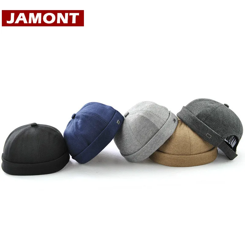 Мужская повседневная шапка [JAMONT] однотонная хлопковая Шапка бини новая