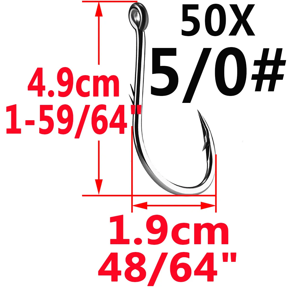 Simpleyi 50pcs Iseama Circle Carp Eyed Fishing Hook Size 12 9 6 4 1 1/0 2/0 3/0 4/0 5/0 Ring eye Japan Fishhook