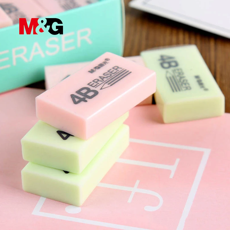 M u0026 G 4B 消しゴム 4 ピースセットグリーンピンクシンプルな鉛筆消しゴムオフィス学用品文房具学生のためのゴム鉛筆消しゴム