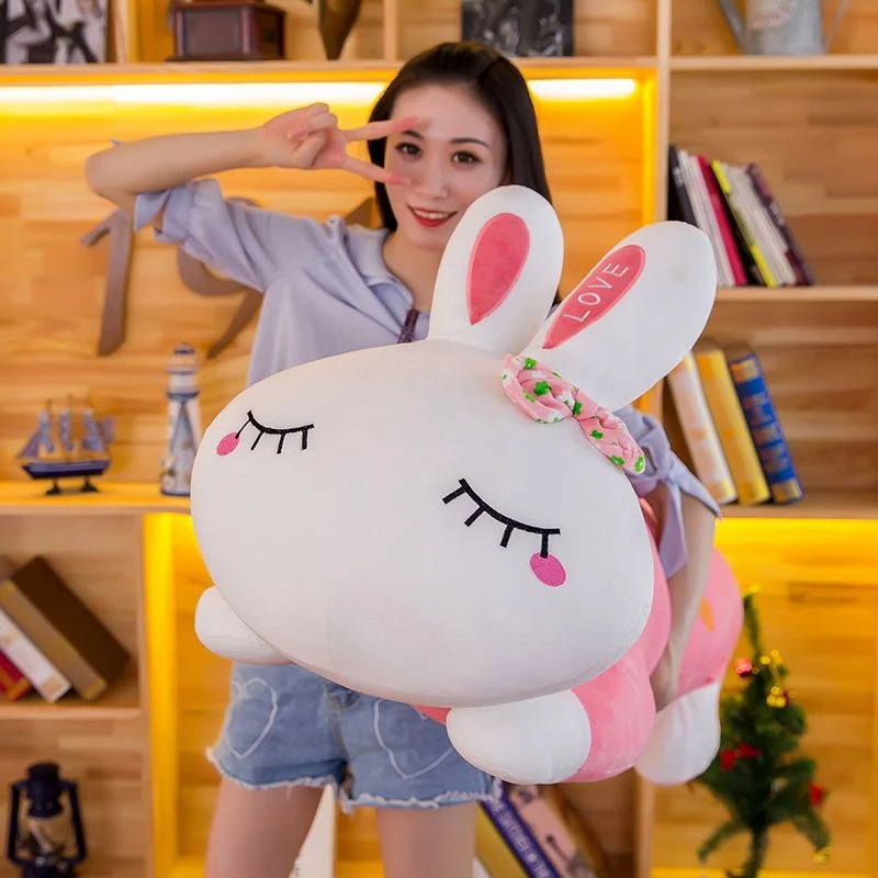 Dorimytrader Pop Cuddly Soft Cartoon Lying Bunny Plush Toy Large Stuffed Anime Rabbit Doll Pillow Gift for Girls Lover Present 130cm DY61999 (19)