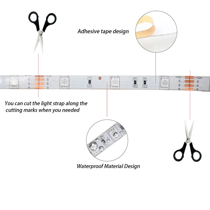 10M Led Strip 12V 5050 RGB LED Strip Lights Colour Changing Tape Led Strip Light Waterproof Home Lighing Striscia 40JUN193