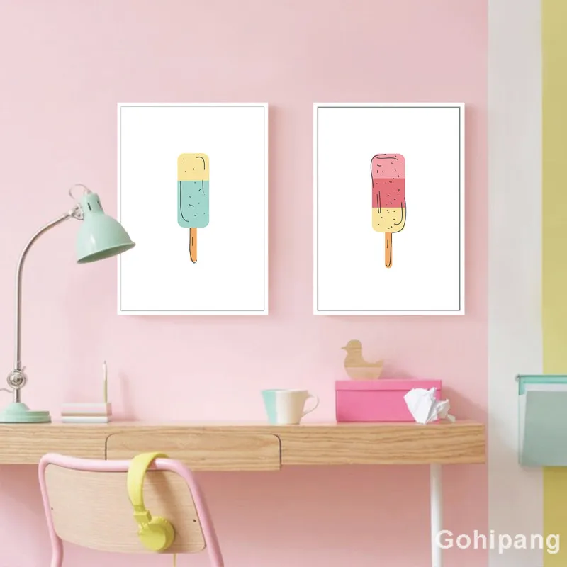 Nordic Cartoon Be Brave Motivational Wall Art Canvas Painting Ice Cream Posters and Prints Nursery Picture Kids Bedroom Decor