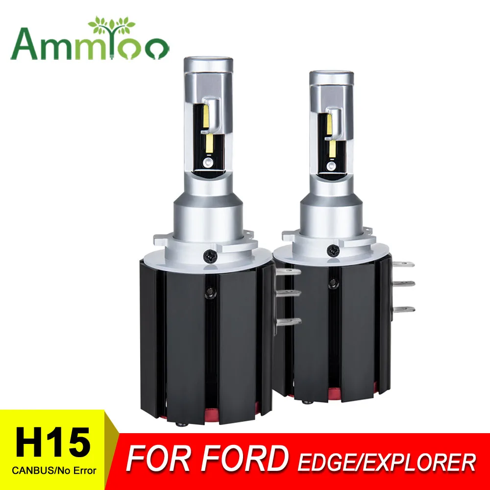 

AmmToo PLUG PLAY H15 Car LED Headlight Bulbs CANBUS 12000Lm 6000K Day Running Lights DRLs Replace For FORD Edge/Explorer