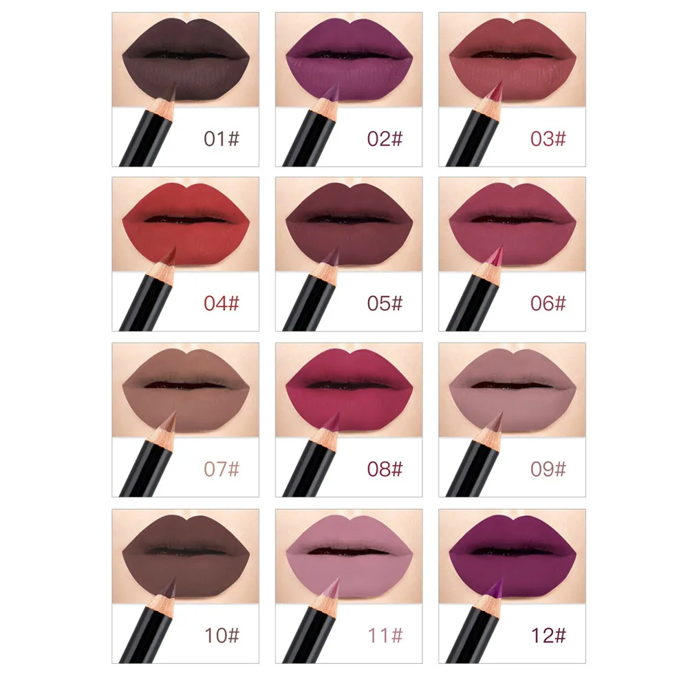 NICEFACE Губная помада 12 шт. в партии набор 12 цветов Профессиональный Lipliner долговечный макияж водостойкий блеск для губ лайнер карандаш 19L0527