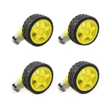 

FBIL-4 Pcs For Arduino Smart Car Robot Plastic Tire Wheel with DC 3-6V Gear Motor