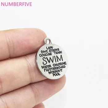 

10pcs--19x22mm Alloy plating Swim Word Collage Charms pendant