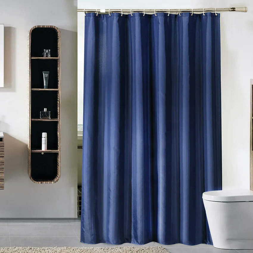 

37 Solid Color Shower Curtain Dark Blue Waterproof Bath Curtains Bathroom For Bathtub Bathing Cover Extra Large Wide 12pcs Hooks
