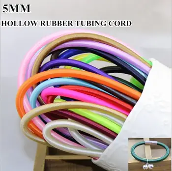 

High quality 20colors 5mm Hollow Rubber Tubing Cord for cover wire jewellery necklace bracelet making free shipping 9m
