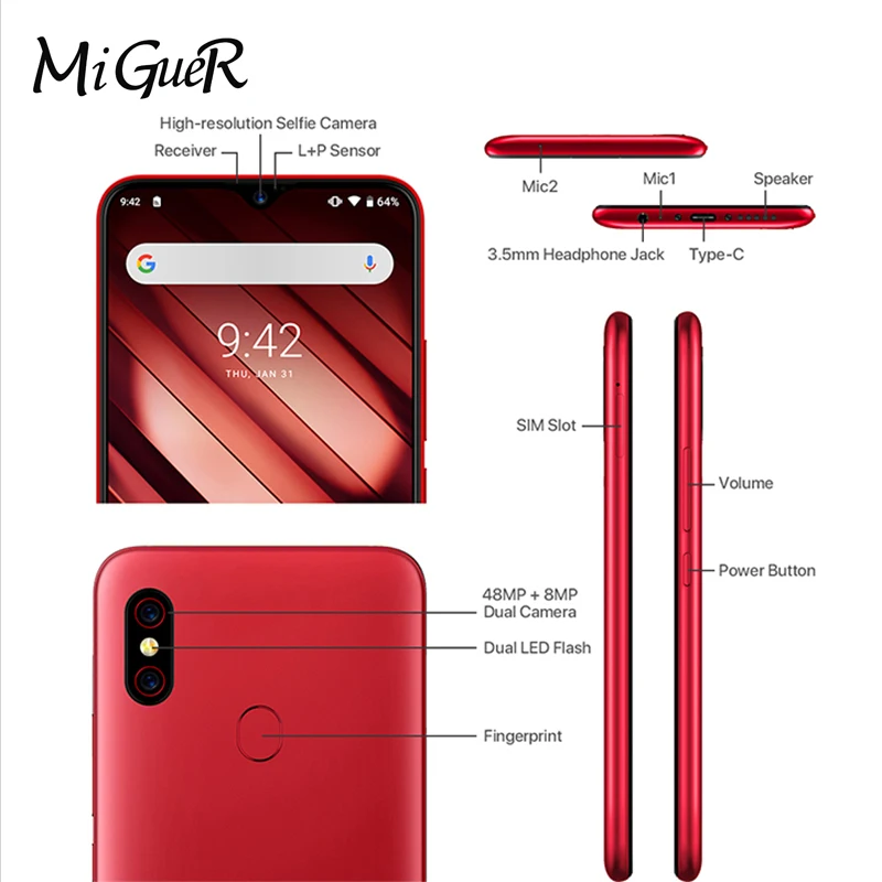 UMIDIGI F1 Play Android 9 0 48 Мп + 8 16 МП камера 5150 мАч 6 ГБ ОЗУ 64 Гб ПЗУ 3 дюйма FHD Helio P60 глобальная