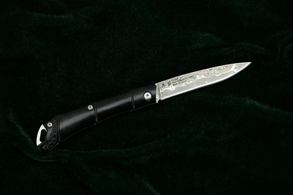 Складной нож из дамасской стали TIGEND CF5406 VG10 ручка черного дерева охотничьи ножи