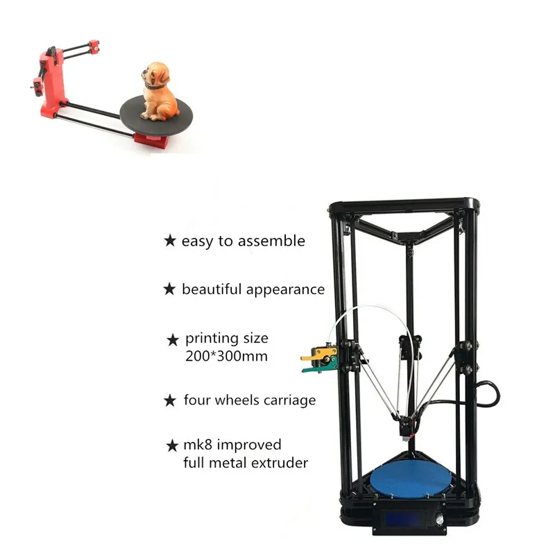Combination sale-the newst design HE3D K200 delta 3d printer kit- support multi material adding HE3D DIY scanner kit Combination sale-the newst design HE3D K200 delta 3d printer kit- support multi material adding HE3D DIY scanner kit