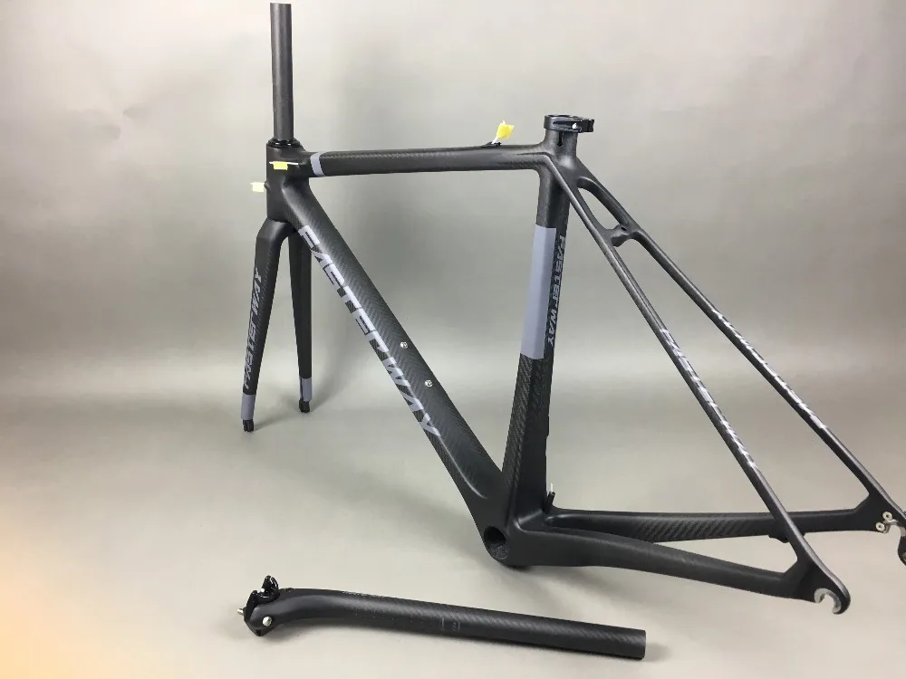 Discount popular design FASTERWAY PRO grey with grey decals carbon road bike frameset:carbon Frame+Seatpost+Fork+Clamp+Headset,free ems 3