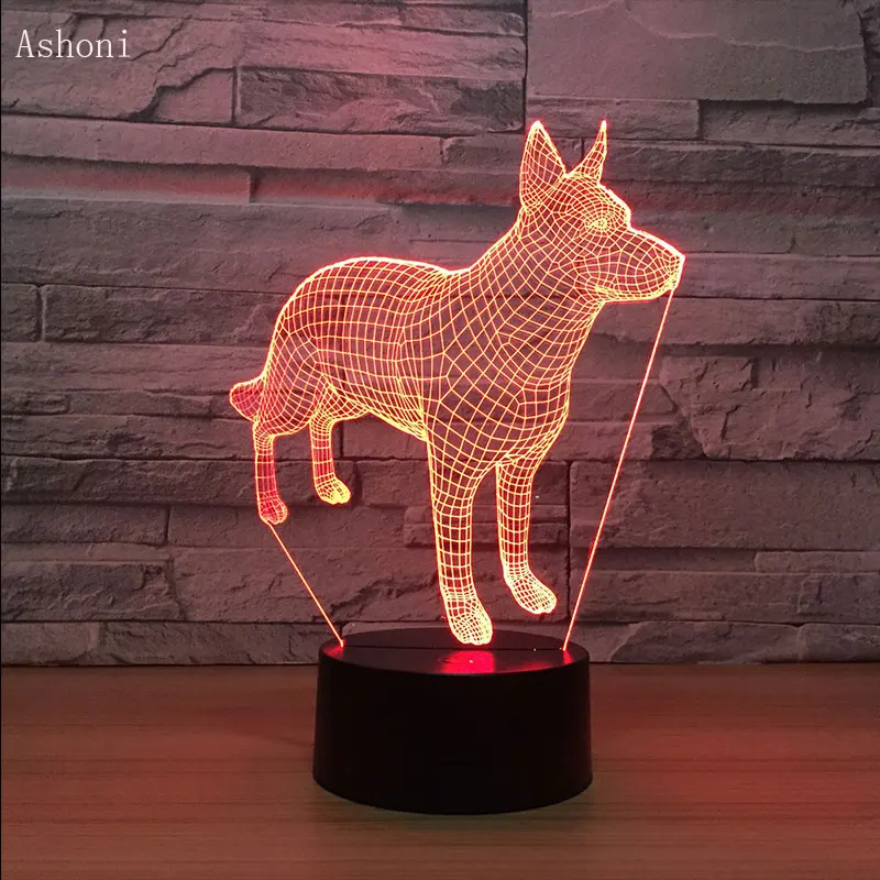 

Светодиодный акриловый ночсветильник 3D в виде щенка, 7 цветов