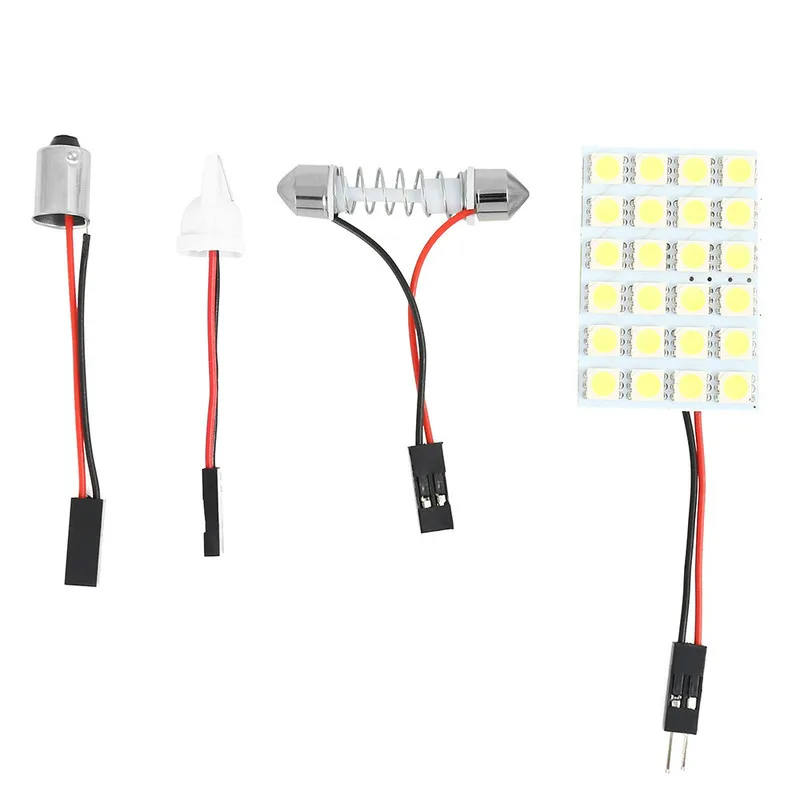 Goede Auto Lampen T10 24 SMD COB LED 12 v 7000 k Panel Wit Auto Interieur Reading Kaart Lamp Licht Dome festoen BA9S Adapter