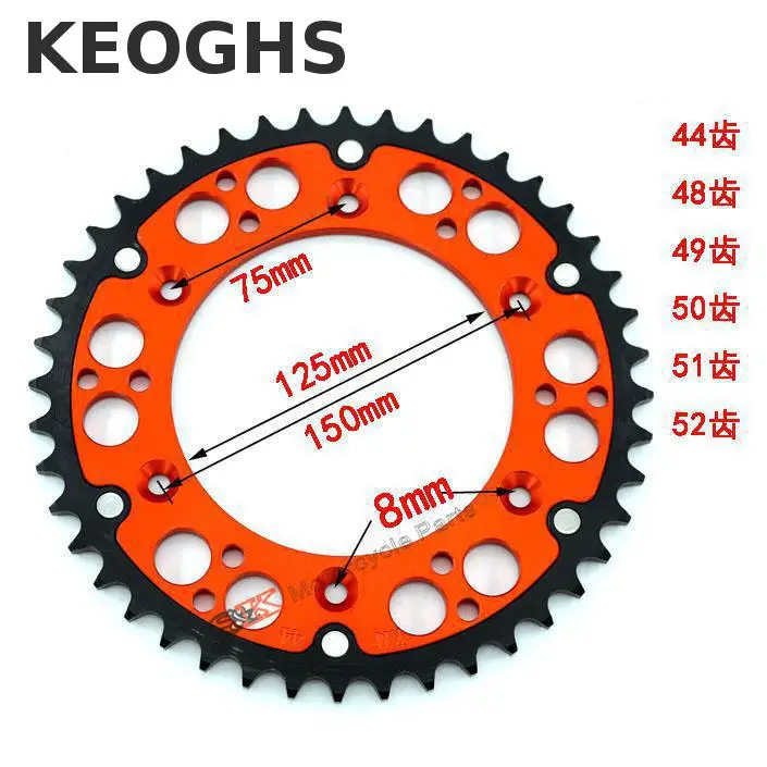 

Keoghs High Quality Motorcycle Chain Sprocket Cnc 44t/48t/49t/50t/51t/52t/ For Ktm Rear Smr/smcr125/200/250/450/500
