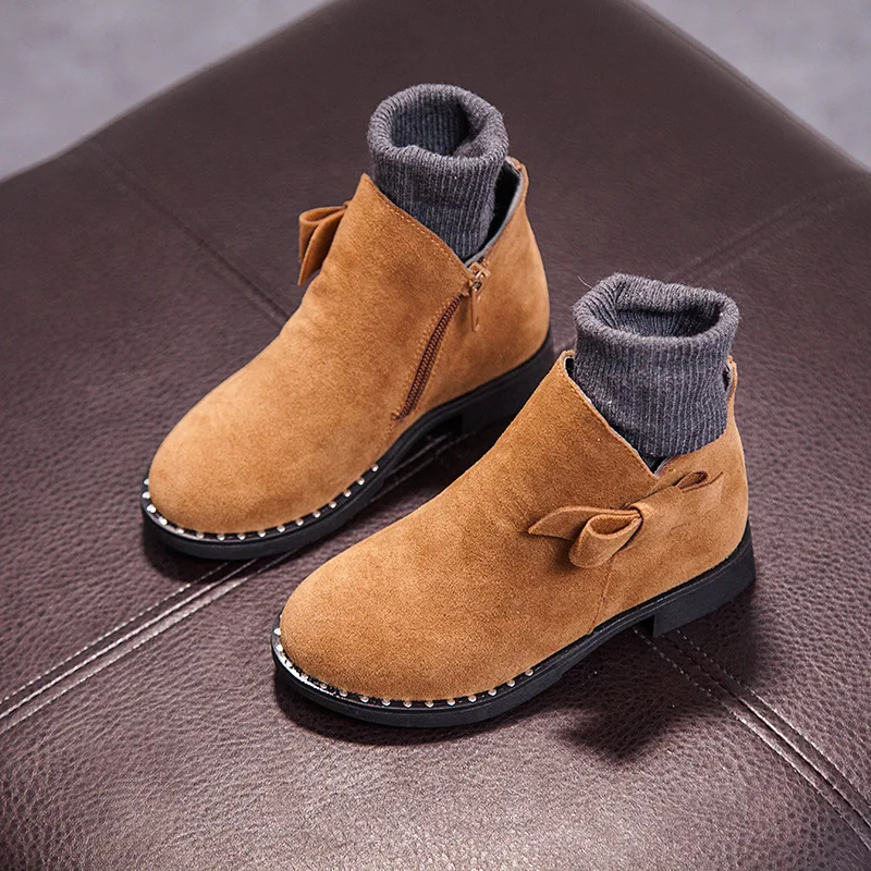 2018 Autumn Winter New style Girl's Martin boots Children's casual Boots teenager Fashion Low heeled Crystal Plush Boots
