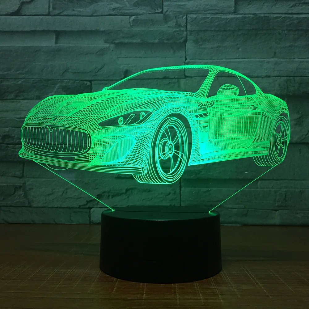 3D Мода автомобиль 7 цветов ночник светодиодный подарки для дома детская спальня прикроватная декоративная подсветка 1476