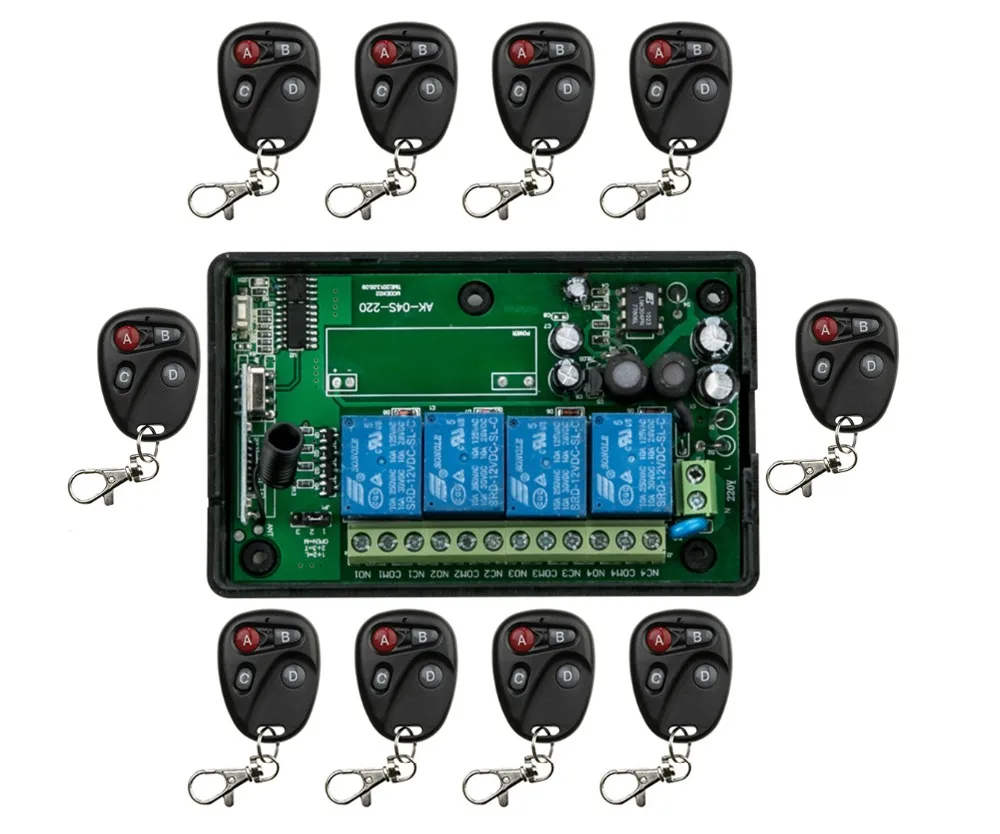 

Hot Sales AC85v~250V 110V 220V 230V 4CH Wireless Remote Control Switch System Receiver and Transmitter Applicance Garage Door