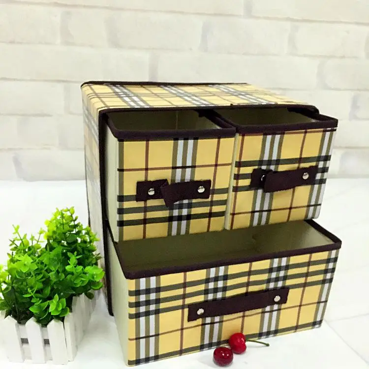 Home Clothing Wardrobe color Non-woven fabric drawer Box Underwear Socks Waterproof Folding Desktop Sundry Foldable Storage Bags - Цвет: Светло-серый