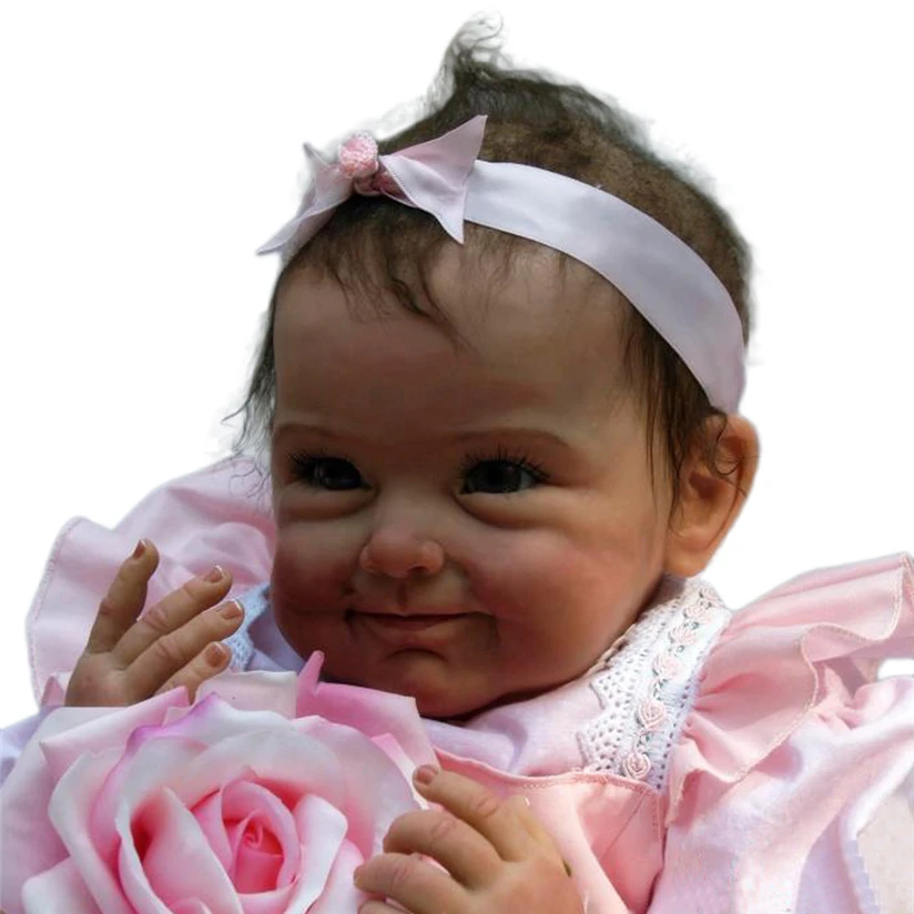 

Lifelike Reborn Baby Doll Soft Simulation Silicone Girl Toy 22in. 55cm Pink Flower Cute Reborn Baby Freight Free #5