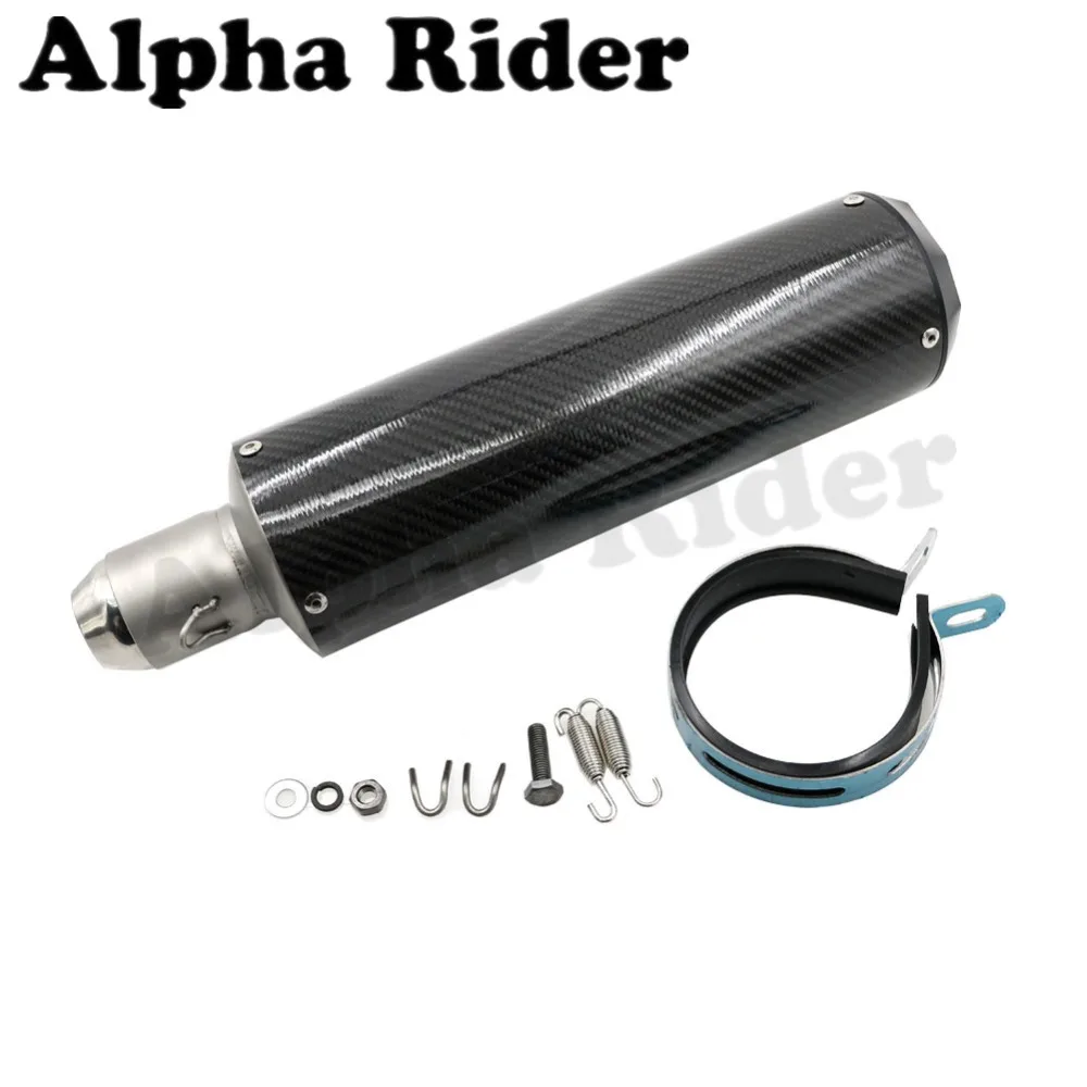 38 51mm Slip on Carbon Fiber Exhaust Muffler Pipe w/ Clip Universal for