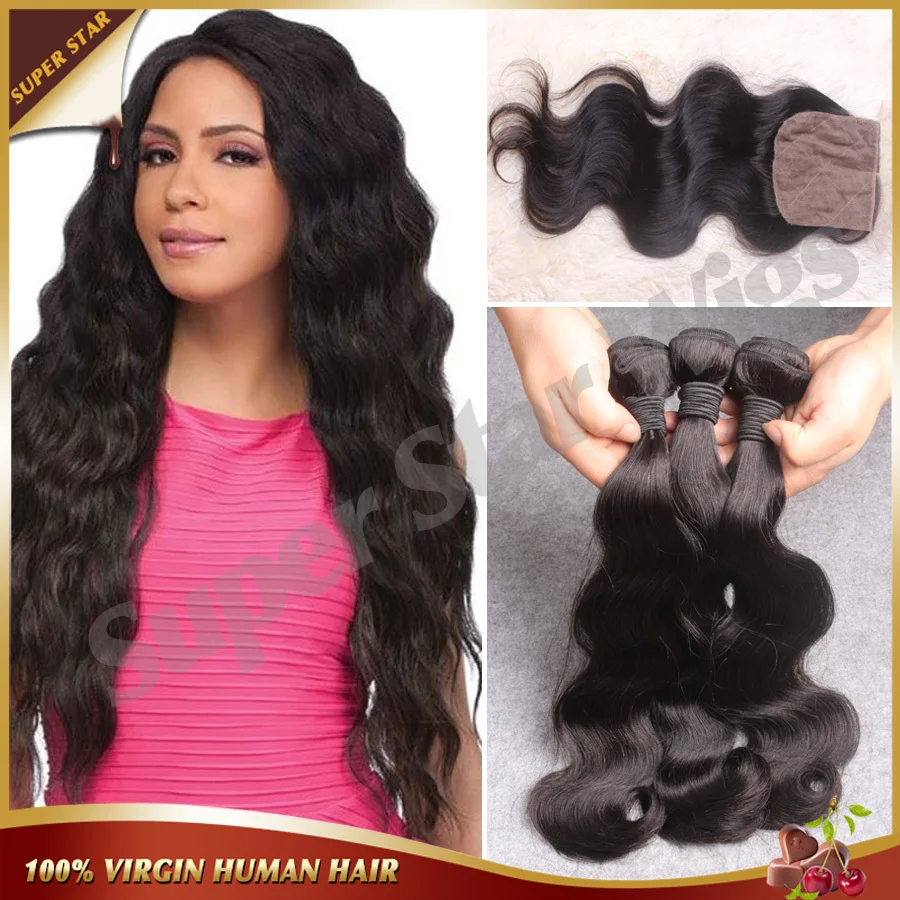 

Brazilian Body Wave Silk Base Closure With Bundles Brazilian Virgin Human Hair 3 Bundles With Silk Closure And Bundles Free Ship