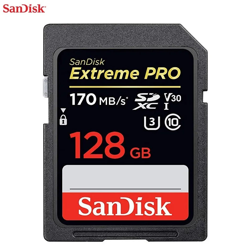 Двойной Флеш-накопитель SanDisk Extreme Pro SD карта памяти SDXC 64g 128g 256g до 170 МБ/с. UHS-I Class10 SDHC 32g до 95 МБ/с. слот для карт памяти 4K для SLR Камера