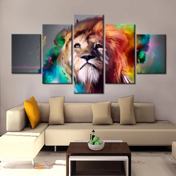 

Lion Eagles Painting Wall Pictures For Living Room 5 Pieces Animal Posters and Prints Home Decoration Canvas Art No Frame