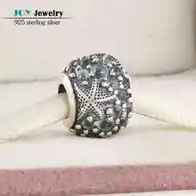 2016 Verano Oceánica 925-Sterling-Silver Encantos Estrellas de Mar Heladas Menta CZ Pavimenta Granos de la Bola Para La Joyería Logotipo de la Marca de Pulsera