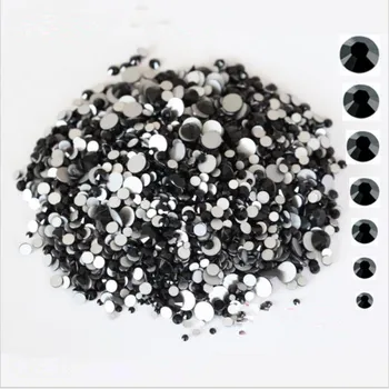 

1440PCS/Pack SS3-SS12 Glass Crystal Black Non Hotfix Flatback Rhinestones Nail Rhinestones For Nails 3D Nail Art Decoration Gems