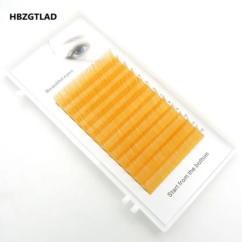 

HBZGTLAD NEW C/D curl 0.07/0.1mm 8/14mm false lashes Orange eyelash individual colored lashes Faux volume eyelash extensions