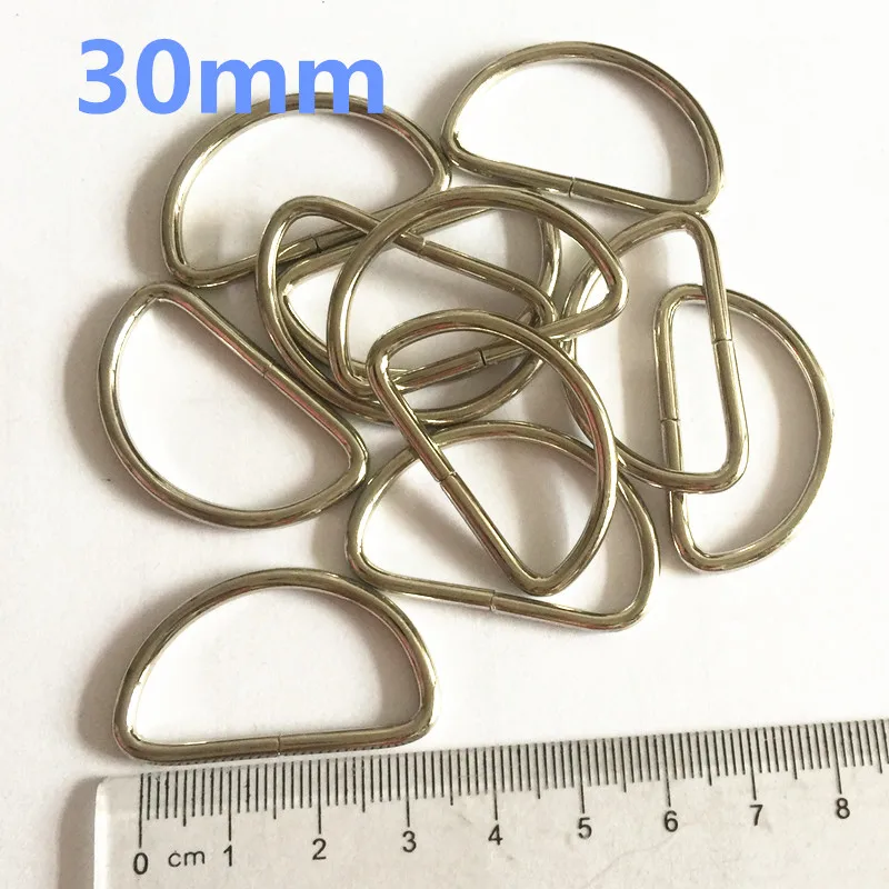 

50PCS 30mm D Shape Silver Plated Buckles Garment Clothes DIY Needlework Luggage Sewing Handmade Bag Purse Buttons Half Round