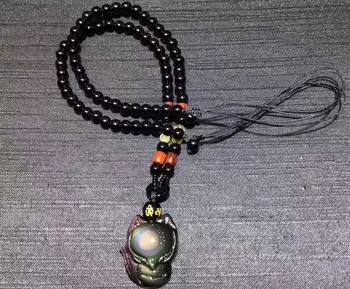 

Genuine Natural Black Obsidian Color Flash Light Gemstone Women Pendant 30x25x13mm Fox Shape Crystal Pendant AAAAA
