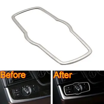 

BBQ@FUKA 1x Steel Car Interior Head Light Switch Button Frame Decal Cover Trim Styling Sticker Fit For bmw 5 Series F10 11-2014