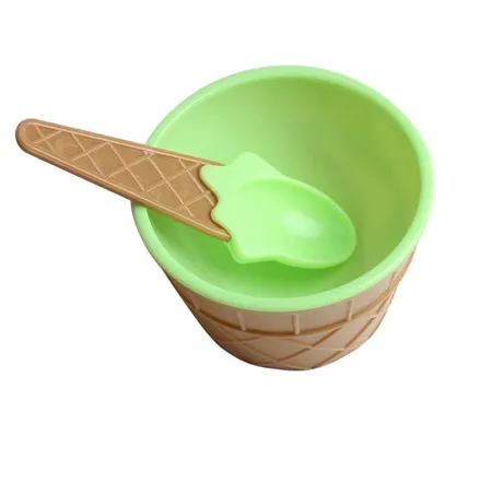 1PC kids ice cream bowls ice cream cup Couples bowl gifts Dessert container holder with spoon Best children gift supply on sale - Цвет: Green